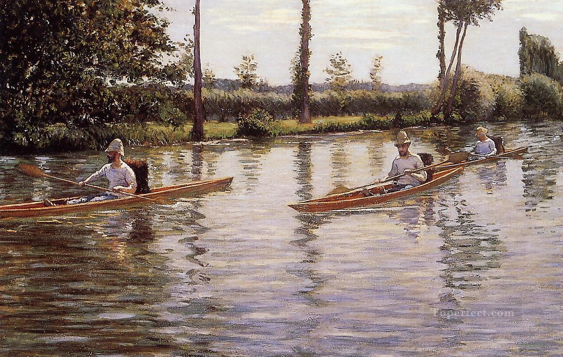 Perissoires sur lYerres aka Boating on the Yerres Impressionists seascape Gustave Caillebotte Oil Paintings